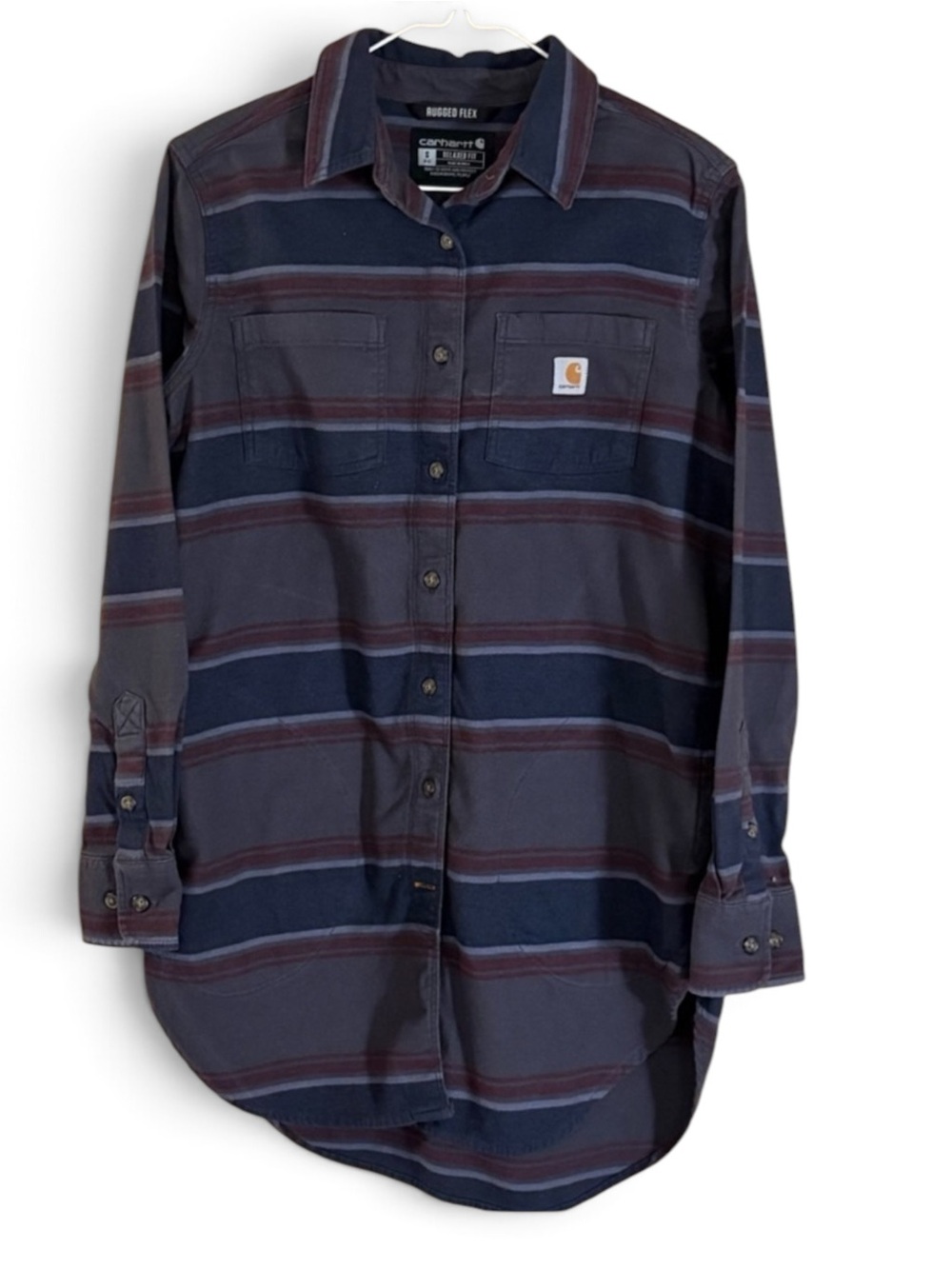 Carhartt Rugged Flex Relaxed Fit Heavy Flannel Gray and Red Plaid Shirt Jacket